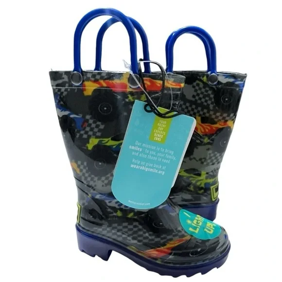 NEW Western Chief Kids Light-Up Waterproof Rain Boot, Drag Race, Toddler - Picture 7 of 10
